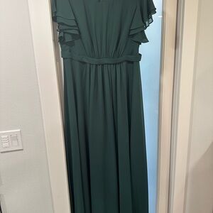 JJs House Green Ruffled Bridesmaid Gown. Size 16 
Color: Hunter Green